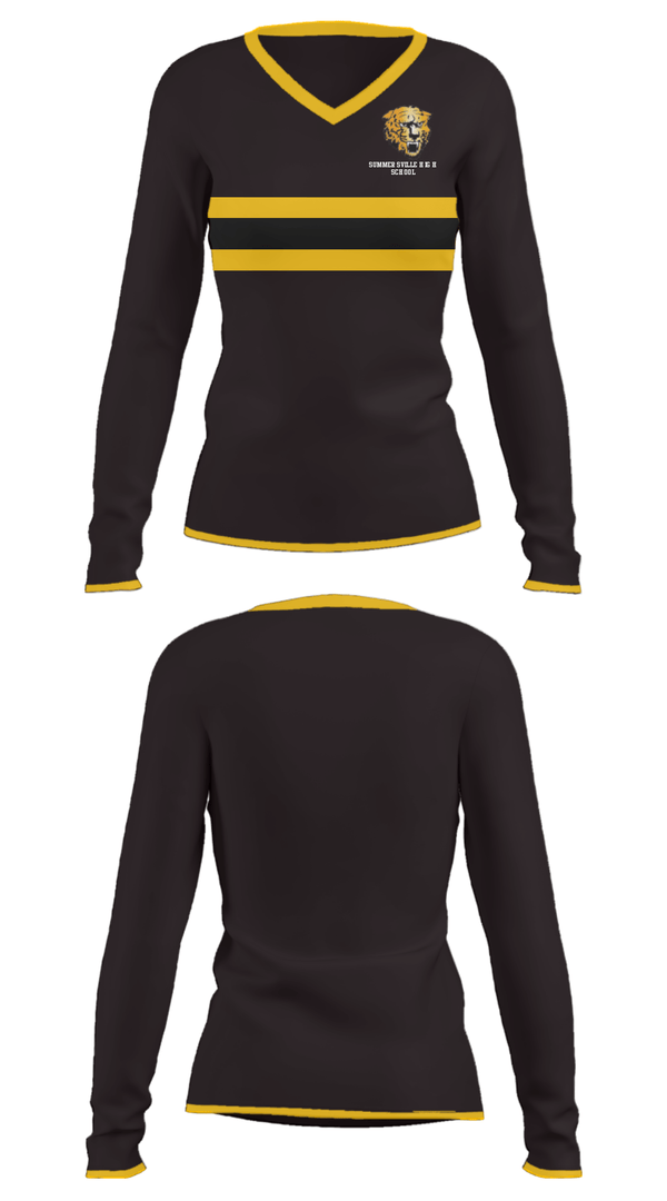 Women's Long Sleeve Vneck Shirt, Summersville High School, Spirit Store, Teamtime, Team time, sublimation, custom sports apparel, team uniforms, spirit wear, spiritwear, sports uniforms, custom shirts, team store, custom team store, fundraiser sports, apparel fundraiser