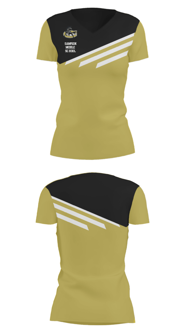 Women's Short Sleeve Vneck Shirt, Sampson Middle School, Spirit Store, Teamtime, Team time, sublimation, custom sports apparel, team uniforms, spirit wear, spiritwear, sports uniforms, custom shirts, team store, custom team store, fundraiser sports, apparel fundraiser