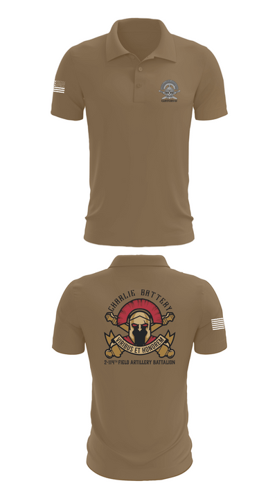 Charlie BTRY 2-114th FA 81101769 Short Sleeve Performance Polo - 7