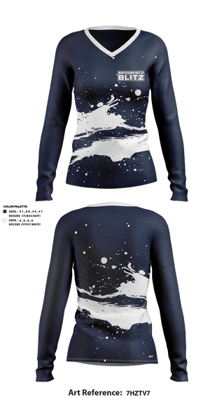 Womens Long Sleeve Vneck Shirt, Broomfield Blitz, , Teamtime, Team time, sublimation, custom sports apparel, team uniforms, spirit wear, spiritwear, sports uniforms, custom shirts, team store, custom team store, fundraiser sports, apparel fundraiser