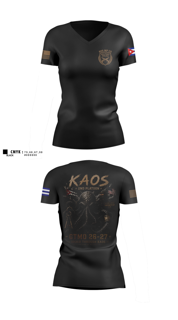 Womens Short Sleeve Vneck Shirt, 805th Military Police Company, Army, Teamtime, Team time, sublimation, custom sports apparel, team uniforms, spirit wear, spiritwear, sports uniforms, custom shirts, team store, custom team store, fundraiser sports, apparel fundraiser