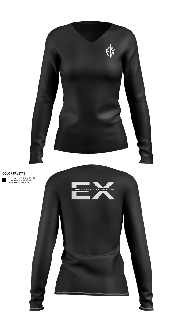 Womens Long Sleeve Vneck Shirt, Exodus, , Teamtime, Team time, sublimation, custom sports apparel, team uniforms, spirit wear, spiritwear, sports uniforms, custom shirts, team store, custom team store, fundraiser sports, apparel fundraiser