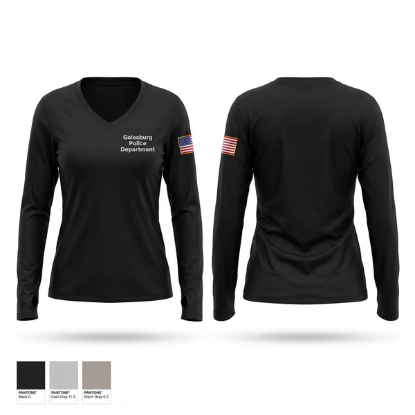 Womens Long Sleeve Vneck Shirt, Galesburg Police Department, Police, Teamtime, Team time, sublimation, custom sports apparel, team uniforms, spirit wear, spiritwear, sports uniforms, custom shirts, team store, custom team store, fundraiser sports, apparel fundraiser