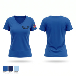 Womens Short Sleeve Vneck Shirt, Cherry Hill RVFD #7, Fire Department, Teamtime, Team time, sublimation, custom sports apparel, team uniforms, spirit wear, spiritwear, sports uniforms, custom shirts, team store, custom team store, fundraiser sports, apparel fundraiser