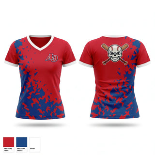 Womens Short Sleeve Vneck Shirt, Amador Outlaws, Baseball, Teamtime, Team time, sublimation, custom sports apparel, team uniforms, spirit wear, spiritwear, sports uniforms, custom shirts, team store, custom team store, fundraiser sports, apparel fundraiser