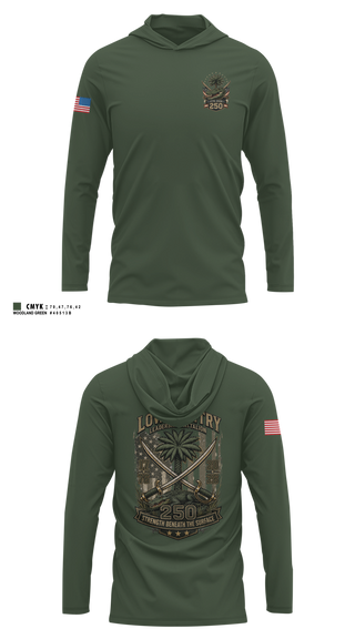 Long Sleeve Performance Shirt with hood, Lowcountry Leadership Battalion, Army, Teamtime, Team time, sublimation, custom sports apparel, team uniforms, spirit wear, spiritwear, sports uniforms, custom shirts, team store, custom team store, fundraiser sports, apparel fundraiser