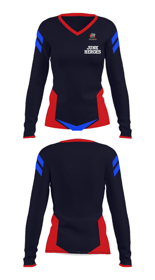 Women's Long Sleeve Vneck Shirt, Junk Heroes, , Teamtime, Team time, sublimation, custom sports apparel, team uniforms, spirit wear, spiritwear, sports uniforms, custom shirts, team store, custom team store, fundraiser sports, apparel fundraiser