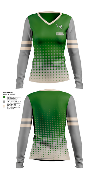 Womens Long Sleeve Vneck Shirt, Dutch Fork Silver Foxes, , Teamtime, Team time, sublimation, custom sports apparel, team uniforms, spirit wear, spiritwear, sports uniforms, custom shirts, team store, custom team store, fundraiser sports, apparel fundraiser