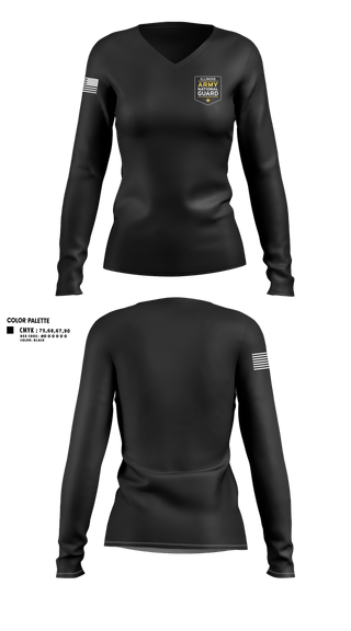 Womens Long Sleeve Vneck Shirt, Illinois Army National Guard, National Guard, Teamtime, Team time, sublimation, custom sports apparel, team uniforms, spirit wear, spiritwear, sports uniforms, custom shirts, team store, custom team store, fundraiser sports, apparel fundraiser