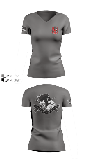 Womens Short Sleeve Vneck Shirt, Pershing Rifles, Company L-4, Army, Teamtime, Team time, sublimation, custom sports apparel, team uniforms, spirit wear, spiritwear, sports uniforms, custom shirts, team store, custom team store, fundraiser sports, apparel fundraiser