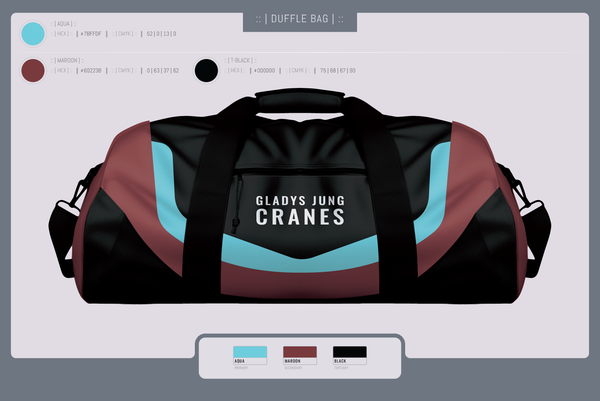 Duffle Bag, Cranes, Spirit Store, Teamtime, Team time, sublimation, custom sports apparel, team uniforms, spirit wear, spiritwear, sports uniforms, custom shirts, team store, custom team store, fundraiser sports, apparel fundraiser