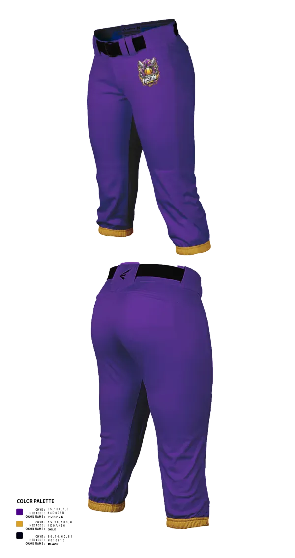 Softball Pants, Lady Fusion, Softball, Teamtime, Team time, sublimation, custom sports apparel, team uniforms, spirit wear, spiritwear, sports uniforms, custom shirts, team store, custom team store, fundraiser sports, apparel fundraiser