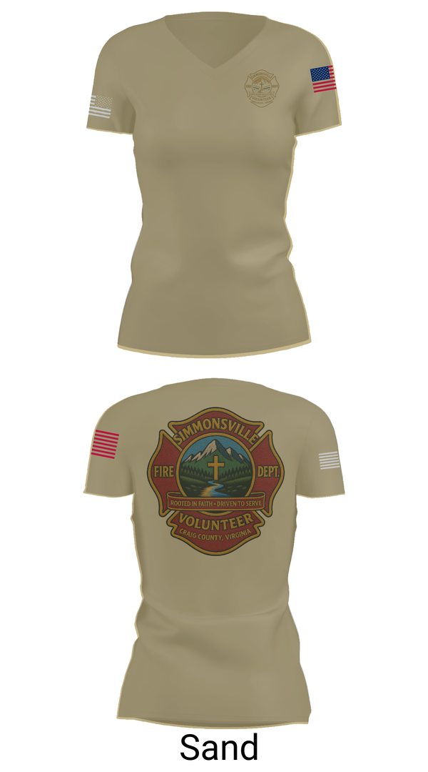 Womens Short Sleeve Vneck Shirt, Simmonsville VFD, , Teamtime, Team time, sublimation, custom sports apparel, team uniforms, spirit wear, spiritwear, sports uniforms, custom shirts, team store, custom team store, fundraiser sports, apparel fundraiser