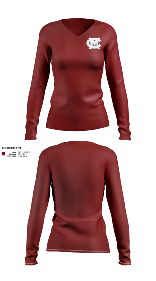 Womens Long Sleeve Vneck Shirt, Mid-Carolina High School, Women's Basketball, Teamtime, Team time, sublimation, custom sports apparel, team uniforms, spirit wear, spiritwear, sports uniforms, custom shirts, team store, custom team store, fundraiser sports, apparel fundraiser