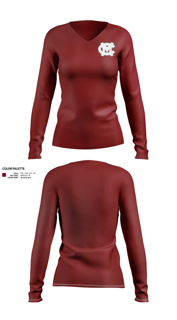 Womens Long Sleeve Vneck Shirt, Mid-Carolina High School, Women's Basketball, Teamtime, Team time, sublimation, custom sports apparel, team uniforms, spirit wear, spiritwear, sports uniforms, custom shirts, team store, custom team store, fundraiser sports, apparel fundraiser