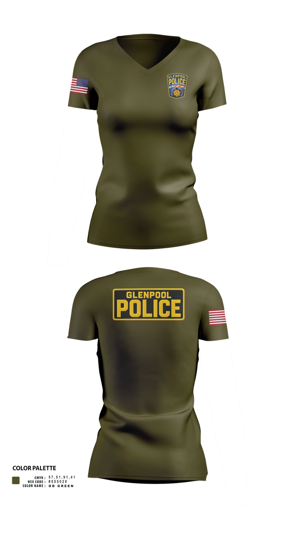 Glenpool Police Department Women's Short Sleeve V-neck Shirt - 21