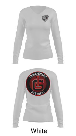 Women's Long Sleeve Vneck Shirt, Iowa-Grant Elementary School, Spirit Store, Teamtime, Team time, sublimation, custom sports apparel, team uniforms, spirit wear, spiritwear, sports uniforms, custom shirts, team store, custom team store, fundraiser sports, apparel fundraiser