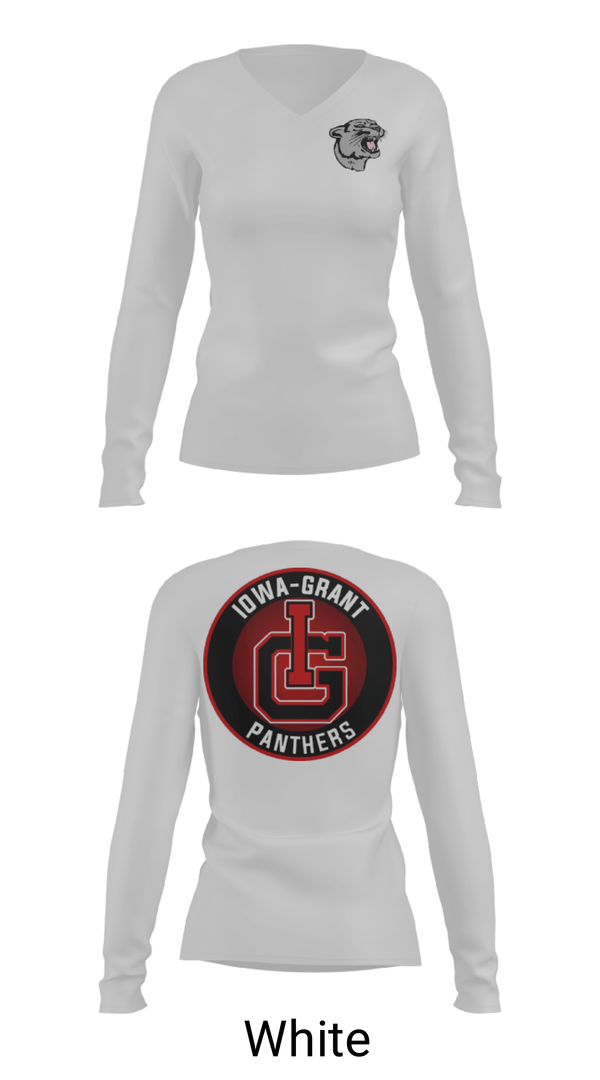 Women's Long Sleeve Vneck Shirt, Iowa-Grant Elementary School, Spirit Store, Teamtime, Team time, sublimation, custom sports apparel, team uniforms, spirit wear, spiritwear, sports uniforms, custom shirts, team store, custom team store, fundraiser sports, apparel fundraiser