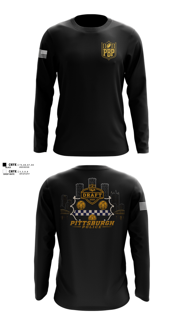 Long Sleeve Performance Shirt, Pittsburgh Police NFL Draft 2026, Police, Teamtime, Team time, sublimation, custom sports apparel, team uniforms, spirit wear, spiritwear, sports uniforms, custom shirts, team store, custom team store, fundraiser sports, apparel fundraiser