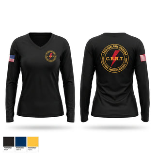 Womens Long Sleeve Vneck Shirt, CERT, Police, Teamtime, Team time, sublimation, custom sports apparel, team uniforms, spirit wear, spiritwear, sports uniforms, custom shirts, team store, custom team store, fundraiser sports, apparel fundraiser