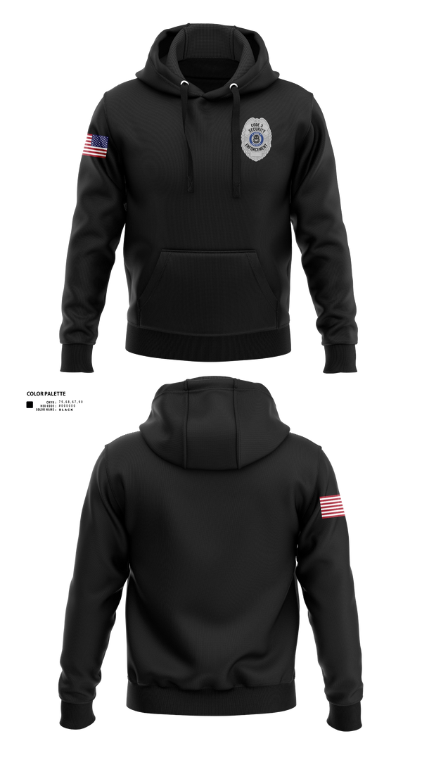 Hoodie, Code 3 Security, Police, Teamtime, Team time, sublimation, custom sports apparel, team uniforms, spirit wear, spiritwear, sports uniforms, custom shirts, team store, custom team store, fundraiser sports, apparel fundraiser