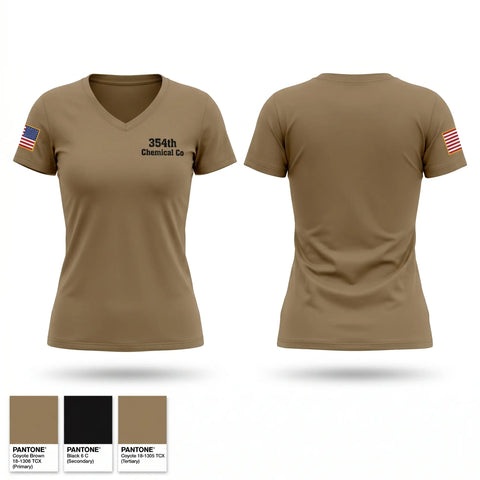 Womens Short Sleeve Vneck Shirt, 354th Chemical Co, Army, Teamtime, Team time, sublimation, custom sports apparel, team uniforms, spirit wear, spiritwear, sports uniforms, custom shirts, team store, custom team store, fundraiser sports, apparel fundraiser