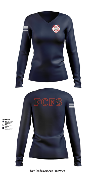 Womens Long Sleeve Vneck Shirt, Fairfield County Fire Service, , Teamtime, Team time, sublimation, custom sports apparel, team uniforms, spirit wear, spiritwear, sports uniforms, custom shirts, team store, custom team store, fundraiser sports, apparel fundraiser