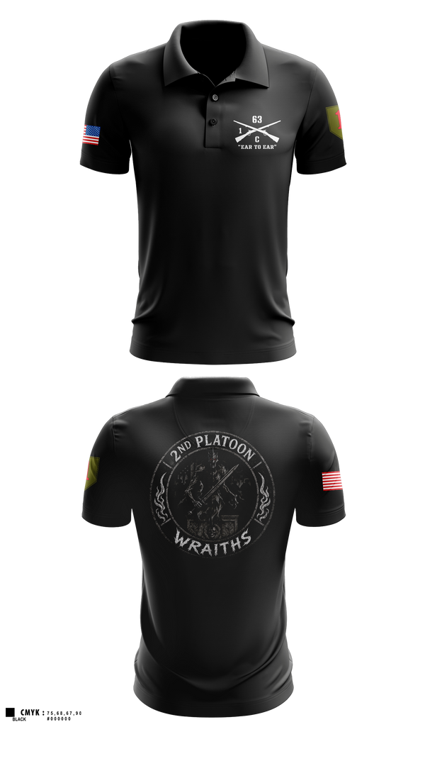 Short Sleeve Performance Polo, 2nd PLT, C co, 1-63 AR BN, Army, Teamtime, Team time, sublimation, custom sports apparel, team uniforms, spirit wear, spiritwear, sports uniforms, custom shirts, team store, custom team store, fundraiser sports, apparel fundraiser