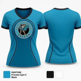Womens Short Sleeve Vneck Shirt, Titans, Women's Basketball, Teamtime, Team time, sublimation, custom sports apparel, team uniforms, spirit wear, spiritwear, sports uniforms, custom shirts, team store, custom team store, fundraiser sports, apparel fundraiser