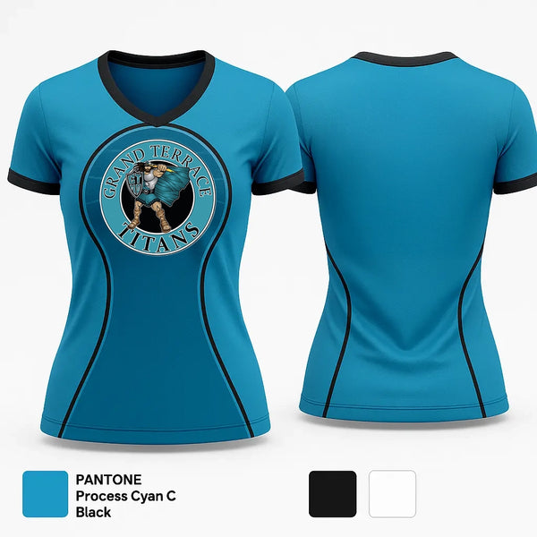 Womens Short Sleeve Vneck Shirt, Titans, Women's Basketball, Teamtime, Team time, sublimation, custom sports apparel, team uniforms, spirit wear, spiritwear, sports uniforms, custom shirts, team store, custom team store, fundraiser sports, apparel fundraiser