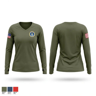 Womens Long Sleeve Vneck Shirt, 1st Marine Regiment Motor Transport, Marines, Teamtime, Team time, sublimation, custom sports apparel, team uniforms, spirit wear, spiritwear, sports uniforms, custom shirts, team store, custom team store, fundraiser sports, apparel fundraiser