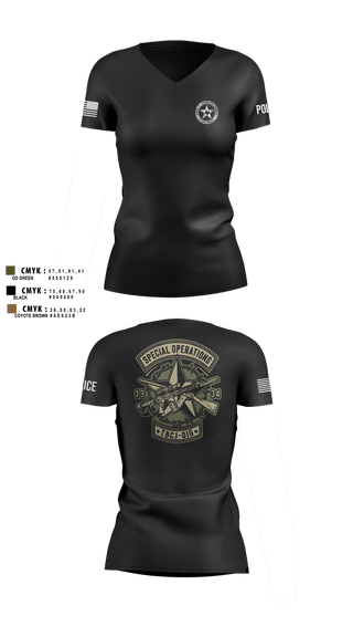 Womens Short Sleeve Vneck Shirt, SOD Covert, Police, Teamtime, Team time, sublimation, custom sports apparel, team uniforms, spirit wear, spiritwear, sports uniforms, custom shirts, team store, custom team store, fundraiser sports, apparel fundraiser