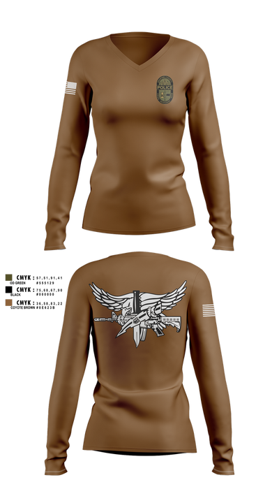 DAUPHIN COUNTY CRT 14886529 Women's Long Sleeve V-neck Shirt - 102