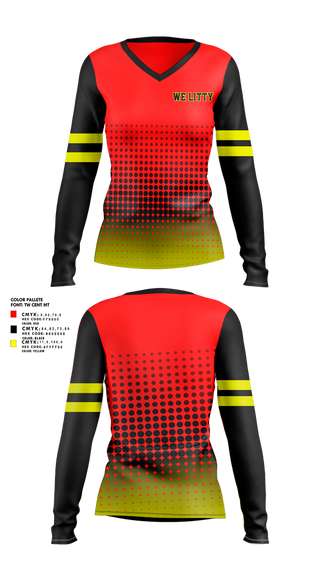 Womens Long Sleeve Vneck Shirt, We Litty!, , Teamtime, Team time, sublimation, custom sports apparel, team uniforms, spirit wear, spiritwear, sports uniforms, custom shirts, team store, custom team store, fundraiser sports, apparel fundraiser