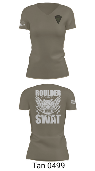 Womens Short Sleeve Vneck Shirt, Boulder county Sheriff’s Office, Police, Teamtime, Team time, sublimation, custom sports apparel, team uniforms, spirit wear, spiritwear, sports uniforms, custom shirts, team store, custom team store, fundraiser sports, apparel fundraiser