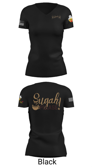 Womens Short Sleeve Vneck Shirt, Sugah Please Breakfast Brunch Bar, , Teamtime, Team time, sublimation, custom sports apparel, team uniforms, spirit wear, spiritwear, sports uniforms, custom shirts, team store, custom team store, fundraiser sports, apparel fundraiser