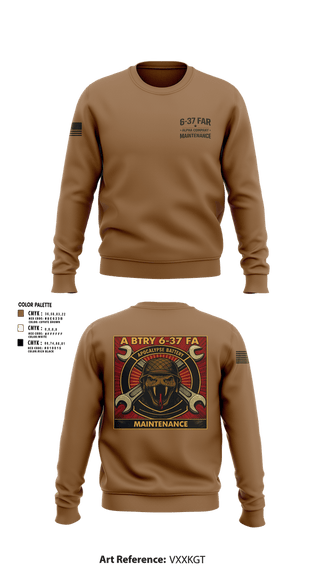 Crew Neck Sweatshirt, 6-37 Field Artillery, Army, Teamtime, Team time, sublimation, custom sports apparel, team uniforms, spirit wear, spiritwear, sports uniforms, custom shirts, team store, custom team store, fundraiser sports, apparel fundraiser