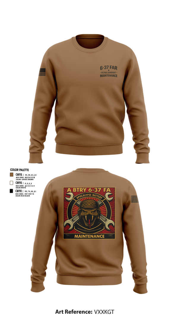 Crew Neck Sweatshirt, 6-37 Field Artillery, Army, Teamtime, Team time, sublimation, custom sports apparel, team uniforms, spirit wear, spiritwear, sports uniforms, custom shirts, team store, custom team store, fundraiser sports, apparel fundraiser