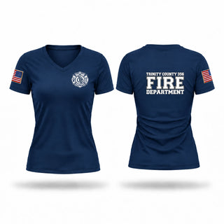 Womens Short Sleeve Vneck Shirt, TRINITY COUNTY 356 FIRE DEPARTMENT, Fire Department, Teamtime, Team time, sublimation, custom sports apparel, team uniforms, spirit wear, spiritwear, sports uniforms, custom shirts, team store, custom team store, fundraiser sports, apparel fundraiser