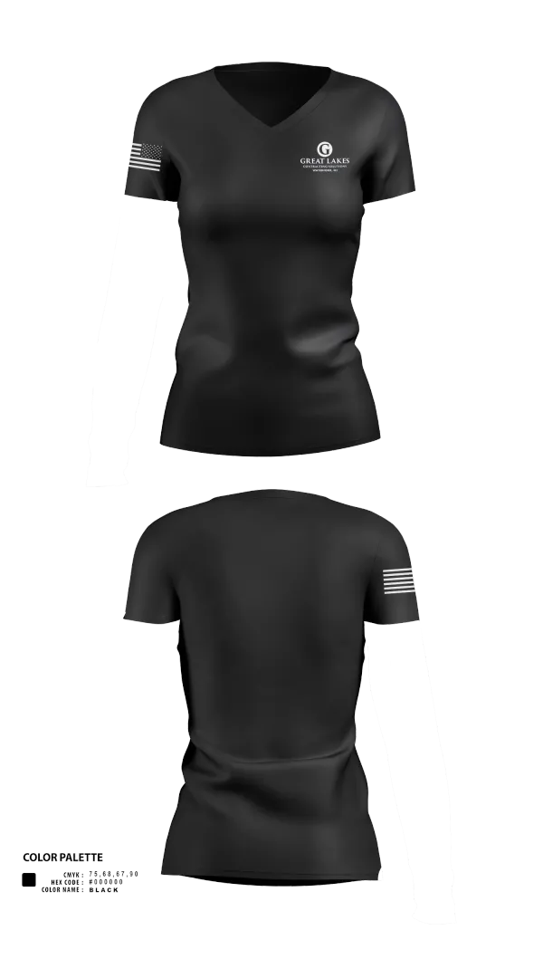 Womens Short Sleeve Vneck Shirt, Great Lakes Contracting Solutions LLC, , Teamtime, Team time, sublimation, custom sports apparel, team uniforms, spirit wear, spiritwear, sports uniforms, custom shirts, team store, custom team store, fundraiser sports, apparel fundraiser