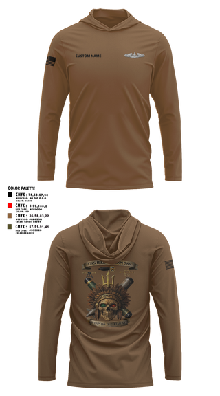 Long Sleeve Performance Shirt with hood, USS Illinois (SSN 786), , Teamtime, Team time, sublimation, custom sports apparel, team uniforms, spirit wear, spiritwear, sports uniforms, custom shirts, team store, custom team store, fundraiser sports, apparel fundraiser