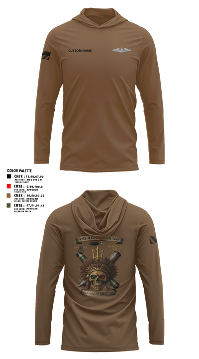 USS Illinois (SSN 786) 55868909 Long Sleeve Performance Shirt with hood - 56