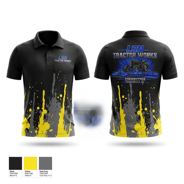 Short Sleeve Performance Polo, LSN Tractor Works, Police, Teamtime, Team time, sublimation, custom sports apparel, team uniforms, spirit wear, spiritwear, sports uniforms, custom shirts, team store, custom team store, fundraiser sports, apparel fundraiser