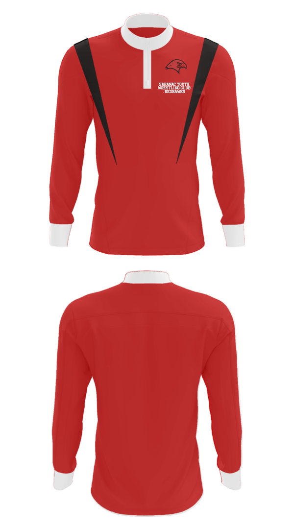 Quarter Zip Jacket, Saranac Youth Wrestling Club - Redhawks, Wrestling, Teamtime, Team time, sublimation, custom sports apparel, team uniforms, spirit wear, spiritwear, sports uniforms, custom shirts, team store, custom team store, fundraiser sports, apparel fundraiser
