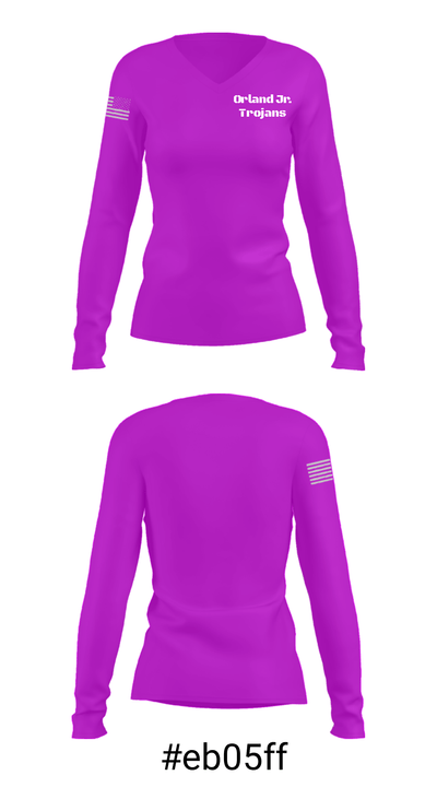 Orland Jr. Trojans 70429402 Women's Long Sleeve V-neck Shirt - 20