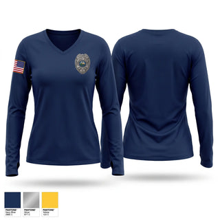 Womens Long Sleeve Vneck Shirt, Lake City Police Department, Police, Teamtime, Team time, sublimation, custom sports apparel, team uniforms, spirit wear, spiritwear, sports uniforms, custom shirts, team store, custom team store, fundraiser sports, apparel fundraiser
