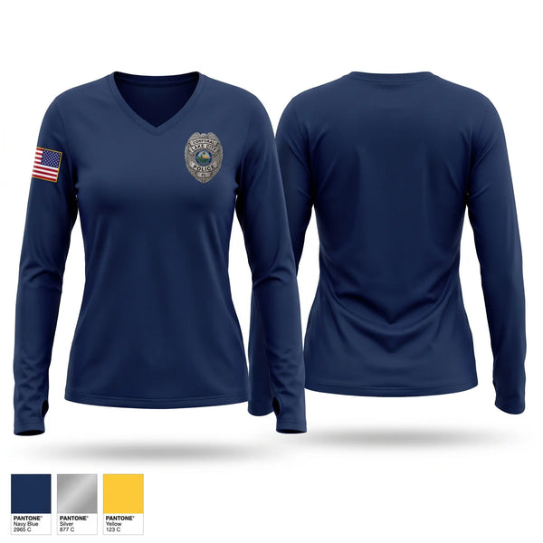 Womens Long Sleeve Vneck Shirt, Lake City Police Department, Police, Teamtime, Team time, sublimation, custom sports apparel, team uniforms, spirit wear, spiritwear, sports uniforms, custom shirts, team store, custom team store, fundraiser sports, apparel fundraiser