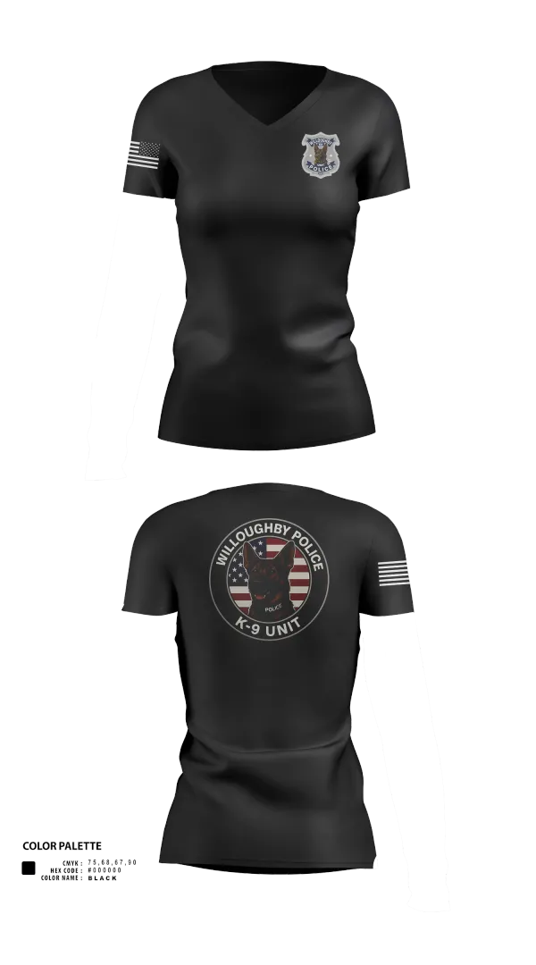 Womens Short Sleeve Vneck Shirt, Willoughby Police K9 Unit, Police, Teamtime, Team time, sublimation, custom sports apparel, team uniforms, spirit wear, spiritwear, sports uniforms, custom shirts, team store, custom team store, fundraiser sports, apparel fundraiser