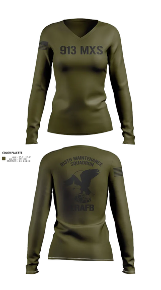 Womens Long Sleeve Vneck Shirt, 913th Maintenance Squadron, , Teamtime, Team time, sublimation, custom sports apparel, team uniforms, spirit wear, spiritwear, sports uniforms, custom shirts, team store, custom team store, fundraiser sports, apparel fundraiser