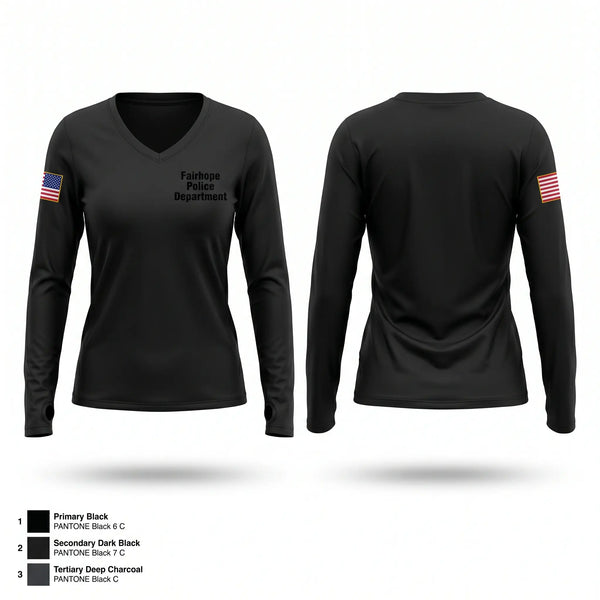 Womens Long Sleeve Vneck Shirt, Fairhope Police Department, Police, Teamtime, Team time, sublimation, custom sports apparel, team uniforms, spirit wear, spiritwear, sports uniforms, custom shirts, team store, custom team store, fundraiser sports, apparel fundraiser